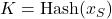 K = \text{Hash}(x_S)