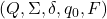 (Q, \Sigma, \delta, q_0, F)