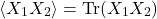 \[ \langle X_1 X_2 \rangle = \text{Tr}(&rho; X_1 X_2) \]