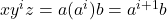 xy^iz = a(a^i)b = a^{i+1}b