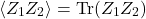 \[ \langle Z_1 Z_2 \rangle = \text{Tr}(&rho; Z_1 Z_2) \]
