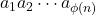 a_1a_2 \cdots a_{\phi(n)}