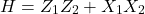 \[ H = Z_1 Z_2 + X_1 X_2 \]