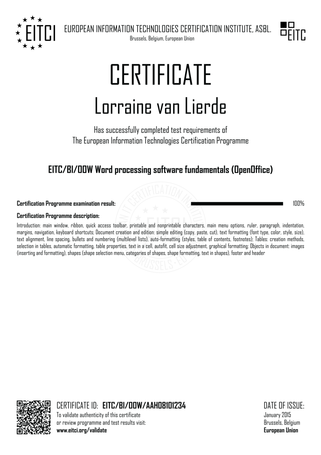 EITC/BI/OOW Word processing software fundamentals (OpenOffice) EITCA